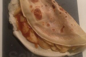 crêpe caramel beurre salé, pommes fondantes crumble croustillant