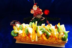 Bûche de Noël : crème allegée citron et fruits exotiques