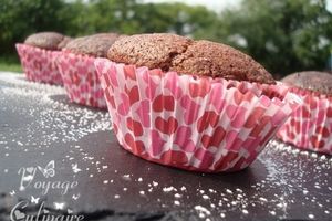 Muffins au chocolat, coeur de framboise