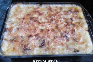 GRATIN DE PÂTES AU POULET, BACON ET FROMAGE