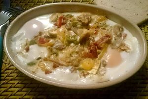 Oeufs cocotte au chèvre et légumes