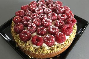 Tarte framboise pistache