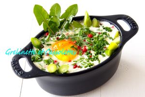 Oeufs Cocotte aux Asperges Vertes et à la Cancoillotte