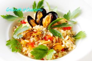 Risotto aux Tomates, aux Moules de Bouchot et à la Livèche