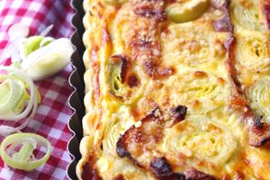 | Tarte aux poireaux inratable | Bacon et parmesan