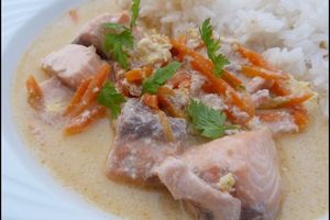 Saumon en curry rouge