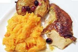 Pintade aux Pommes, Cranberries et Sirop d'Erable