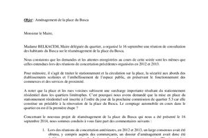 Lettre au Maire pour la place du Busca