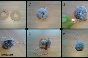 Comment réaliser un pompon avec des rondelles en carton.