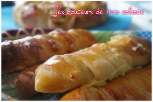 brioche garnie à la crème pâtissière et raisins secs