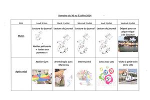 Planning semaine 27