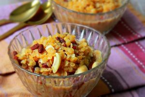 Lentilles corail au lait de coco, baies de goji et cajou (dessert) pour 1.2.3. Veggie !