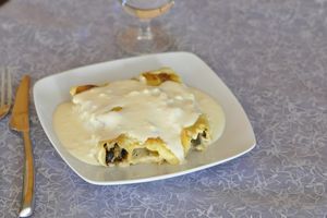 Cannellonis aux olives, courgettes et champignons