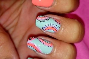 Nail art années seventies.... réalisé avec un cure dent et une aiguille
