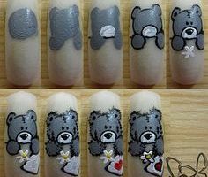 Nail art nounours (teddy B), tutoriel complet
