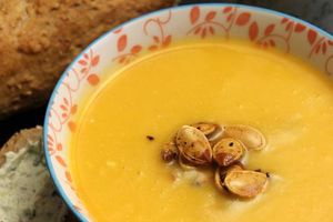 Soupe potiron carotte et ricotta
