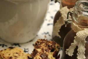 Cookies sticks chocolat cranberries et crème anglaise chocolat