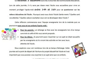 Invitation pour la rencontre du 5 décembre
