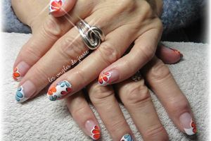 French blanche et jolies fleurs degradée