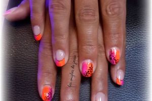 manucure fluo rose et orange