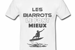 T-shirt Tee shirt pour Hommes France Aquitaine Pyrénées-Atlantiques 64 Biarritz - Les Biarrots le font mieux 2 - Surf blanc