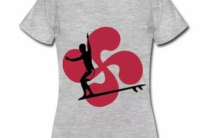 T shirt Pays Basque gris c femme 64 Croix Basque Biarritz surf