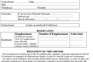 Bulletin d'inscription vide grenier 2017