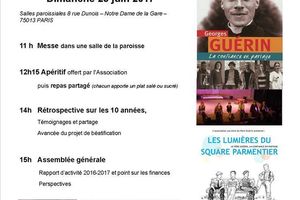 Les Amis du Père Guérin : 10 ans ! La fête le dimanche 25 juin 2017 à PARIS