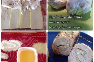 Roulés de poulet panés aux courgettes fromage frais et origan
