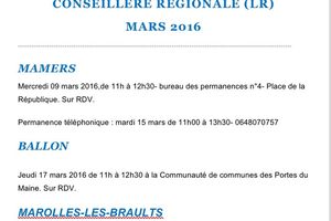 Dates de mes prochaines permanences de conseillère régionale