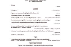 A paraitre - ANAE N° 145 - Epilepsie et Troubles...