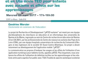 Usage des tablettes tactiles en IME et ULIS pour enfants autistes - 29 mars 2017
