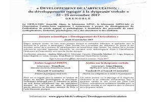 Developpement de l’articulation du développement typique à la dyspraxie verbale - 22 - 25 novembre 2017