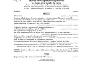 ANAE N° 147 - Troubles de l'apprentissage du langage écrit et prise en charge multidisciplinaire