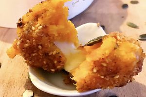 Boulettes de potimarron, coeur coulant raclette