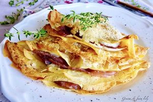 Crêpes au rabiola, thym-citron et jambon de Parme