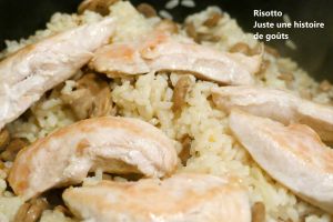 Risotto poulet champignons
