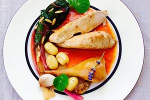 Kipfilet - Wortelsap - Gebraade Pastinaak - Gekleurde Snijbiet