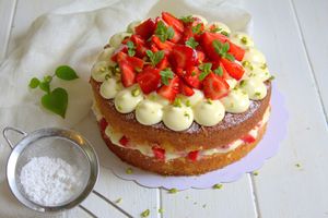 Cake à la vanille et fraises
