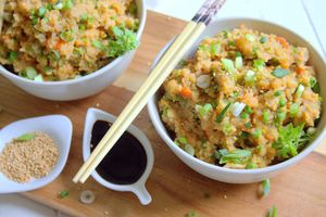 Riz cantonais aux crevettes roses