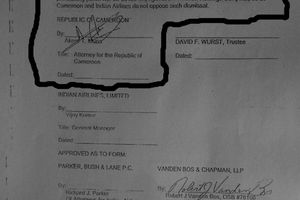 La signature de Me Akere Muna, qui aurait pu éteindre l'action publique contre Marafa Hamidou Yaya et Y.M Fotso selon le Code Civil et le Code Pénal en vigueur Au Cameroun.