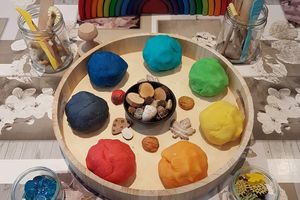Pâte à modeler aux couleurs de l'arc en ciel