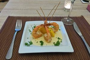 Scampis et crème à l’ail
