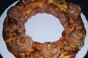 Paris Brest creme montée praliné et insert pâte praliné