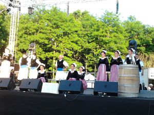 Les Bretons du Fouesnant : les musiciens répètent à leur arrivée et le cercle sur scène.