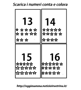 Numeri scheda didattica colora e conta