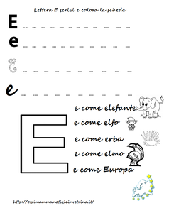 Lettera E scarica scrivi colora©