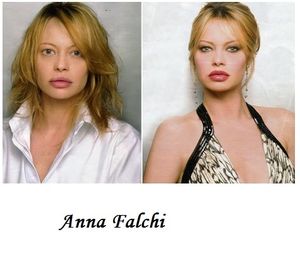 Anna Falchi con e senza trucco