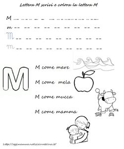 Lettera M scrivi e colora