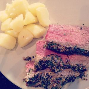 Rôti à la moutarde d'herbes
